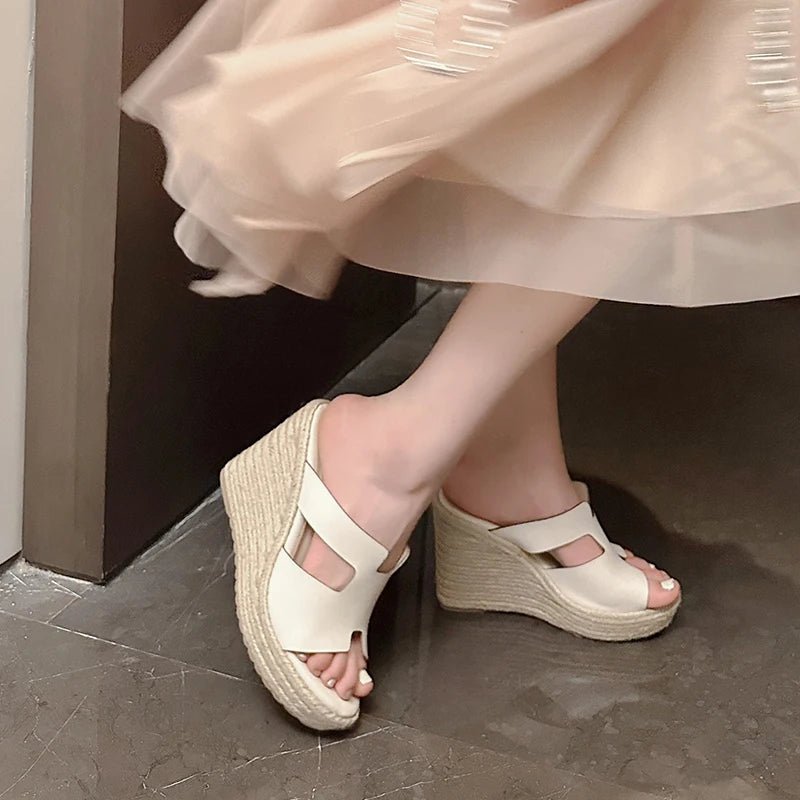 Espadrilles Femme Cuir à Talons Compensés "La Diva"