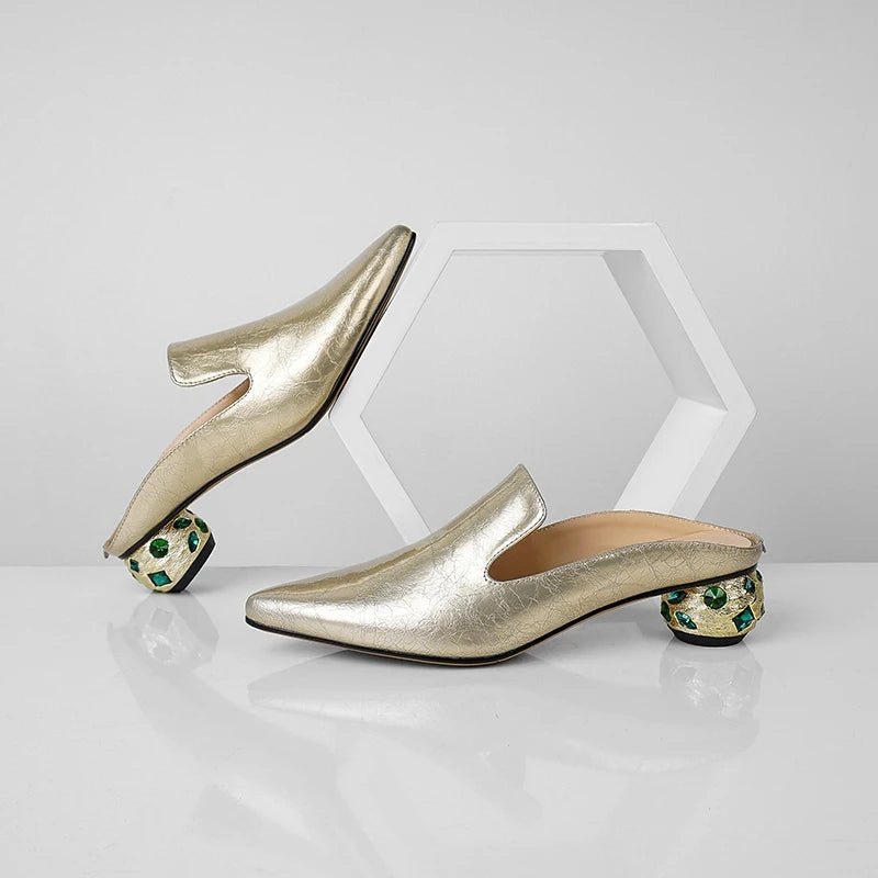 Mule en Cuir pour Femme à Talon Orné "La Rayonnante"