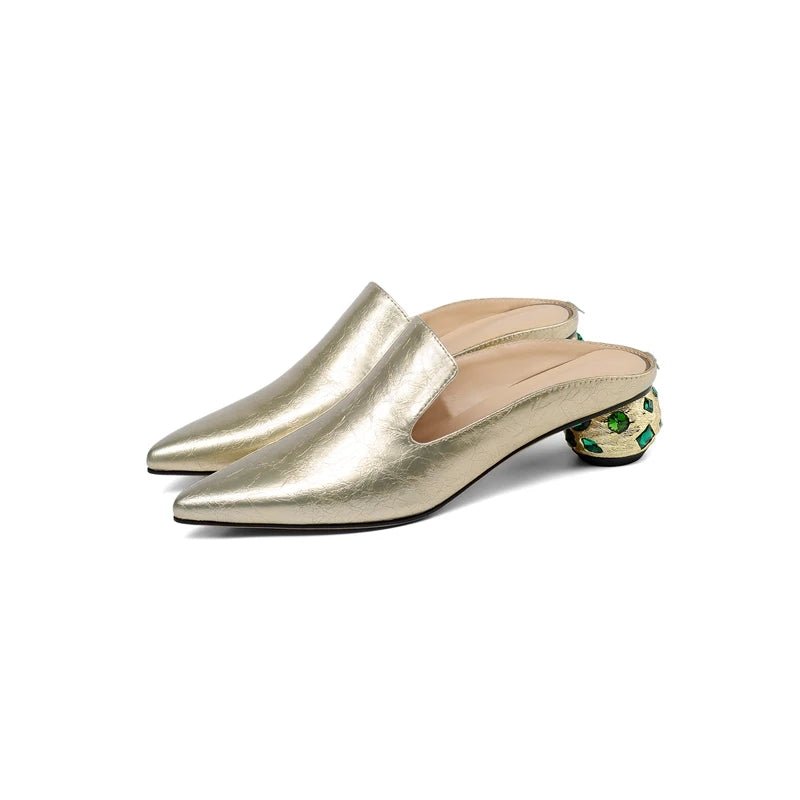 Mule en Cuir pour Femme à Talon Orné "La Rayonnante"