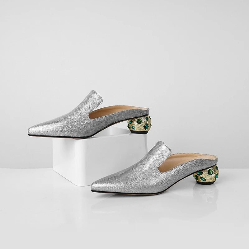 Mule en Cuir pour Femme à Talon Orné "La Rayonnante"