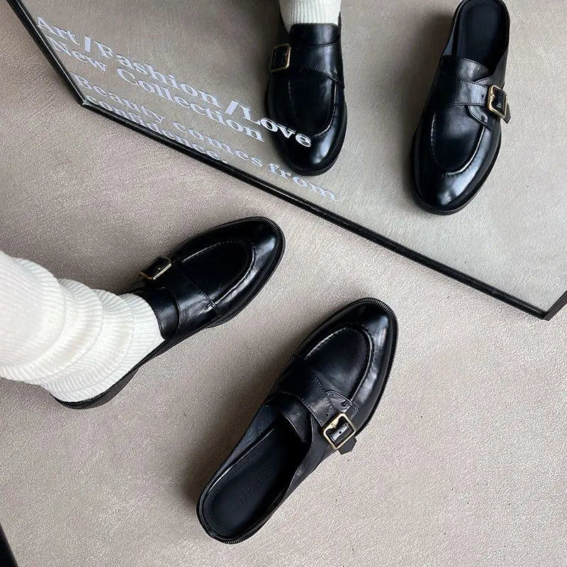 Mule en Cuir pour Femme Élégance Rétro "La Renaissance"