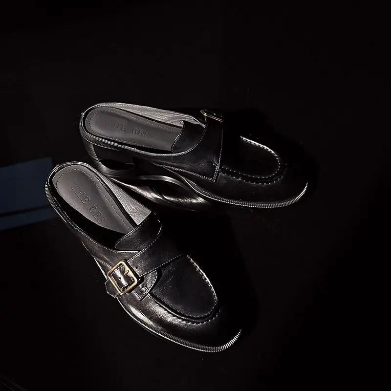 Mule en Cuir pour Femme Élégance Rétro "La Renaissance"