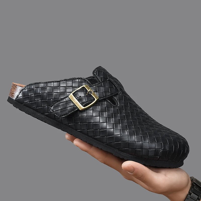 Mules en cuir pour homme "La Tressée" - Restaur Cuirs