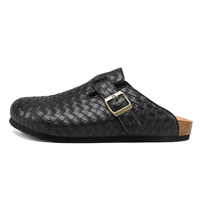 Mules en cuir pour homme "La Tressée" - Restaur Cuirs
