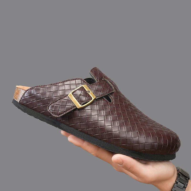 Mules en cuir pour homme "La Tressée" - Restaur Cuirs