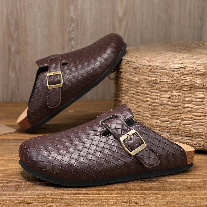 Mules en cuir pour homme "La Tressée" - Restaur Cuirs