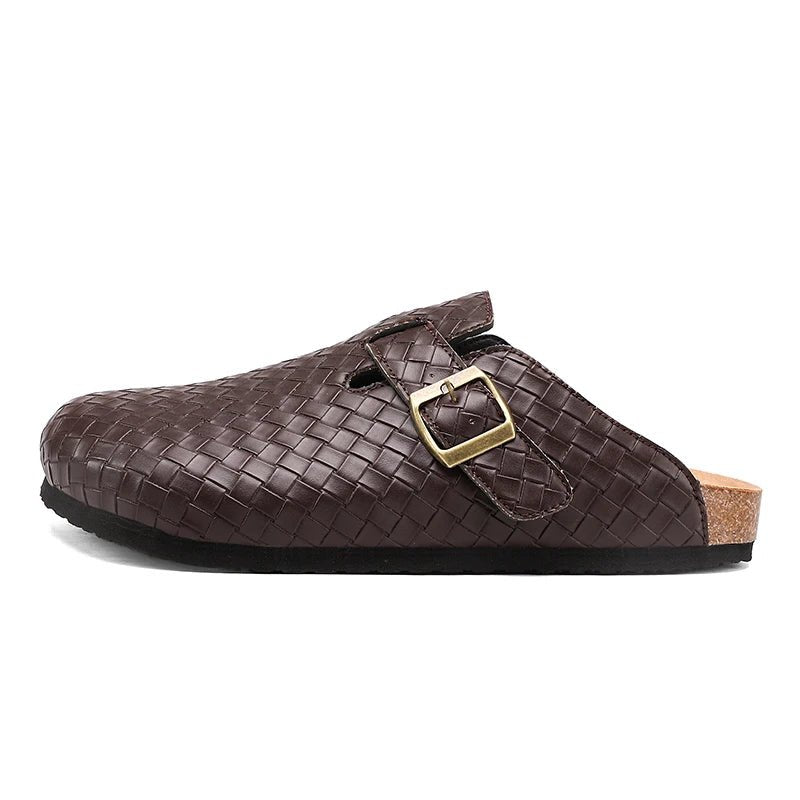 Mules en cuir pour homme "La Tressée" - Restaur Cuirs