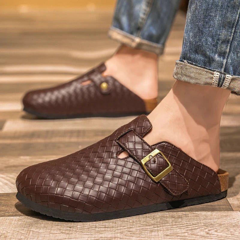 Mules en cuir pour homme "La Tressée" - Restaur Cuirs