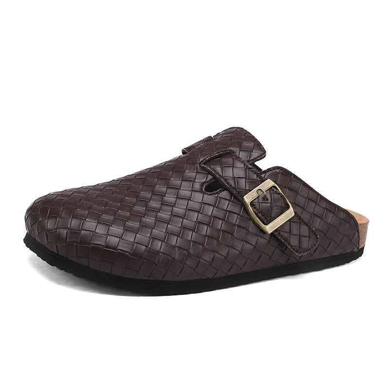 Mules en cuir pour homme "La Tressée" - Restaur Cuirs