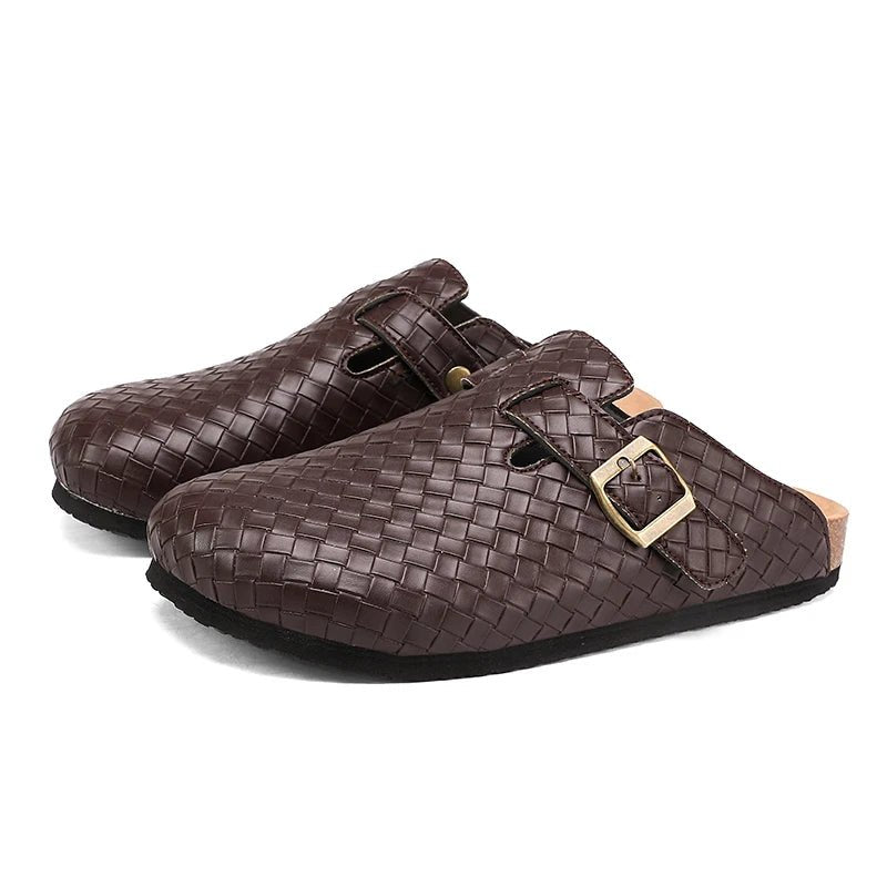 Mules en cuir pour homme "La Tressée" - Restaur Cuirs