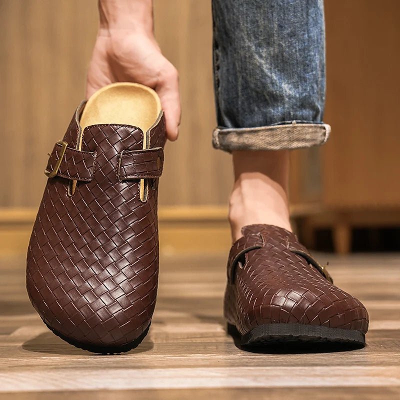 Mules en cuir pour homme "La Tressée" - Restaur Cuirs