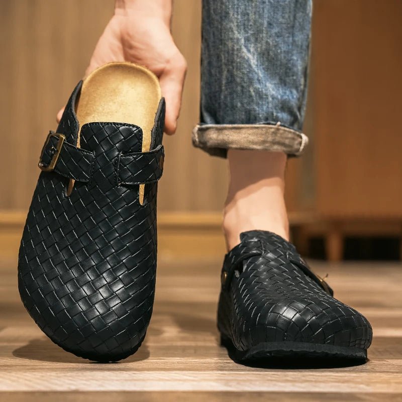 Mules en cuir pour homme "La Tressée" - Restaur Cuirs