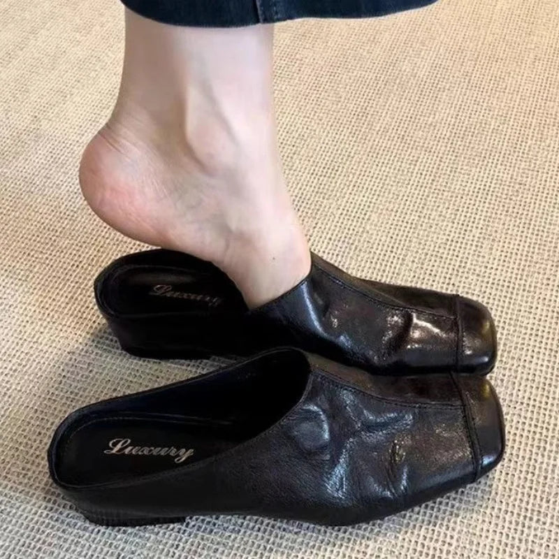 Mules pour femmes en cuir "La Délicate" - Restaur Cuirs