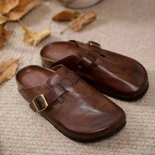 Mules pour femmes en cuir "La Rétro" - Restaur Cuirs