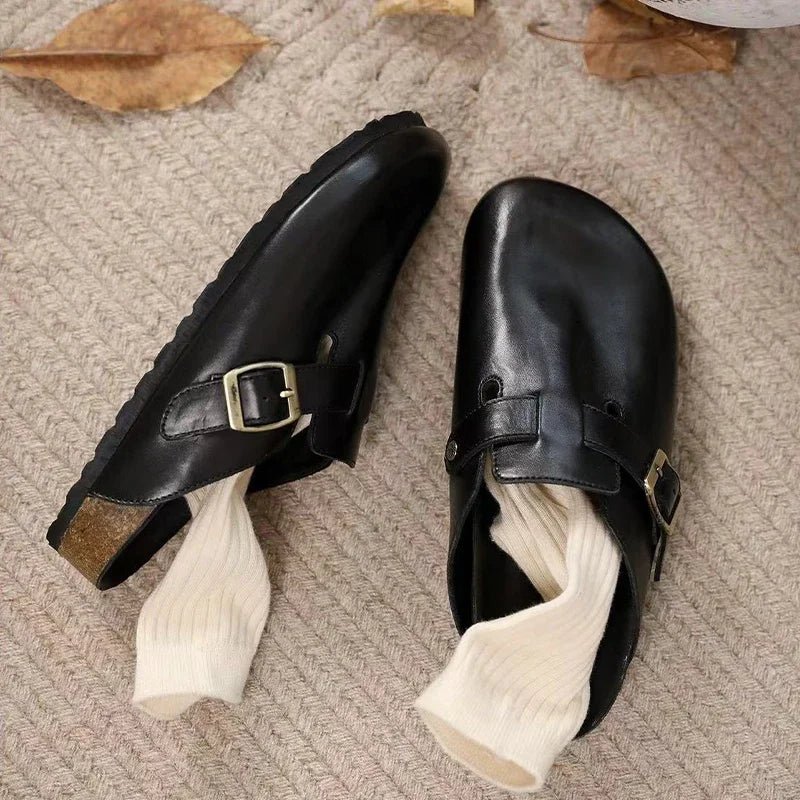 Mules pour femmes en cuir "La Rétro" - Restaur Cuirs