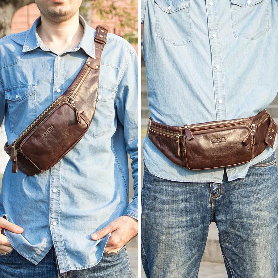 Sac Banane Homme Cuir - Élégance Quotidienne "Le Transbordeur" - Restaur Cuirs