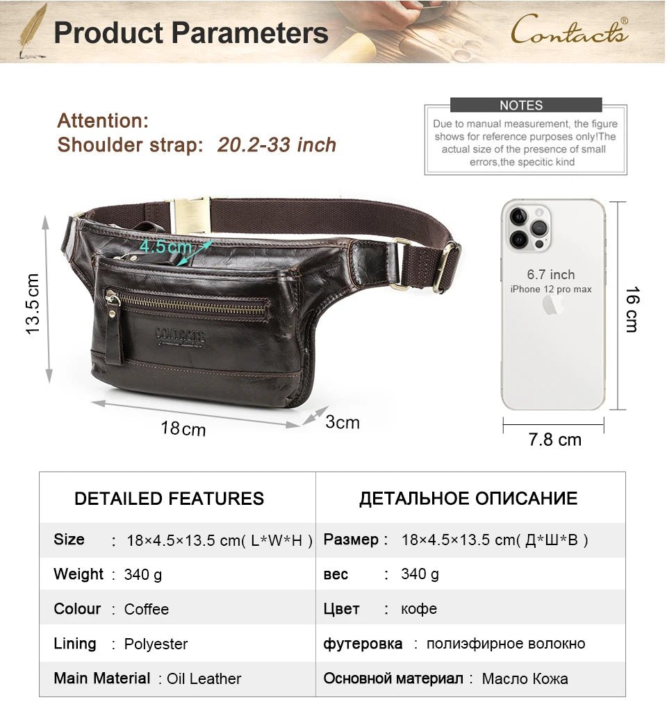 Sac Banane Homme Cuir Pratique et Élégant "Le Coursier" - Restaur Cuirs