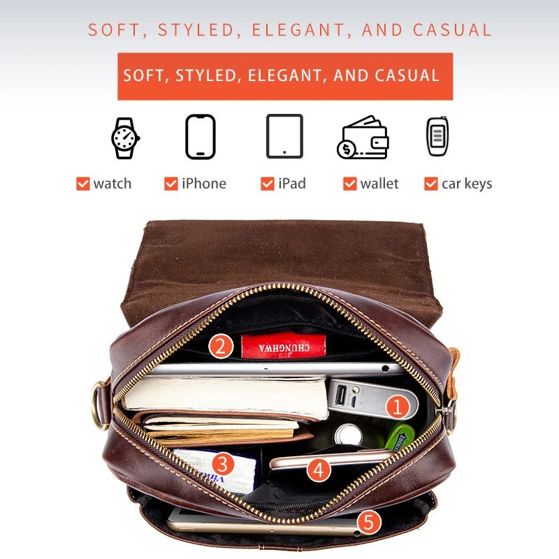 Sac en Bandoulière en Cuir pour Homme "Le Gentleman" - Restaur Cuirs
