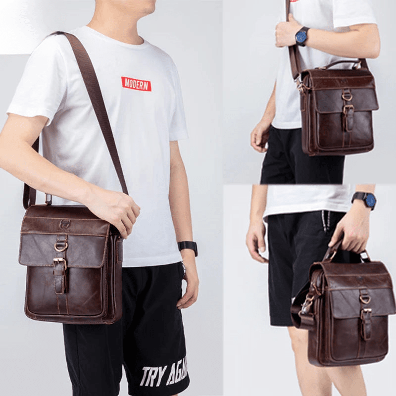 Sac en Bandoulière en Cuir pour Homme "Le Gentleman" - Restaur Cuirs