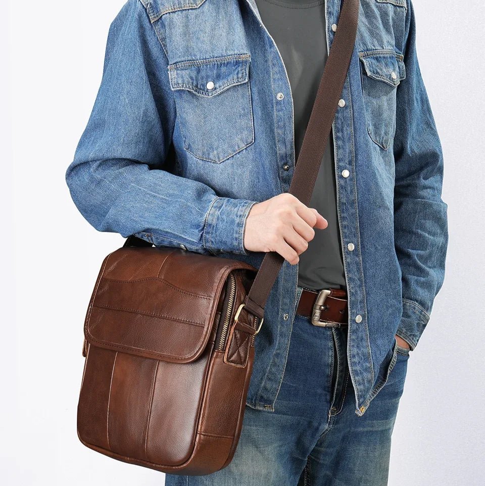 Sac en Cuir Bandoulière pour Homme "Le Citadin" - Restaur Cuirs