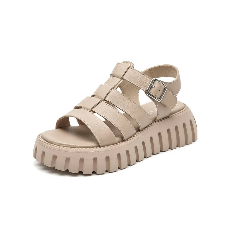 Sandales Compensées en Cuir pour Femme "L'Élégante" - Restaur Cuirs