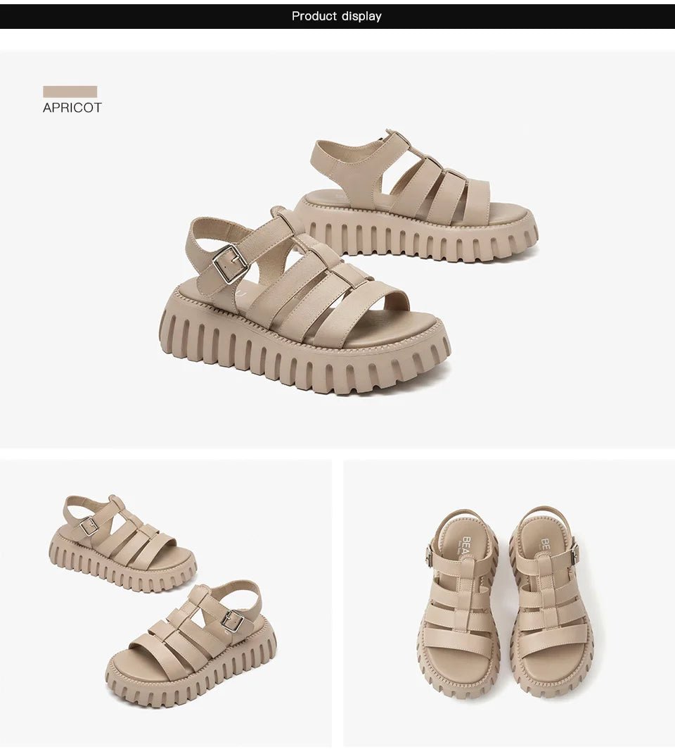 Sandales Compensées en Cuir pour Femme "L'Élégante" - Restaur Cuirs