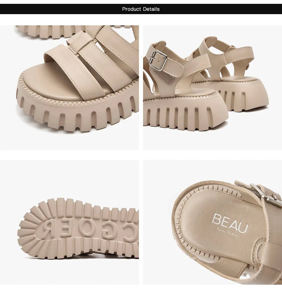 Sandales Compensées en Cuir pour Femme "L'Élégante" - Restaur Cuirs