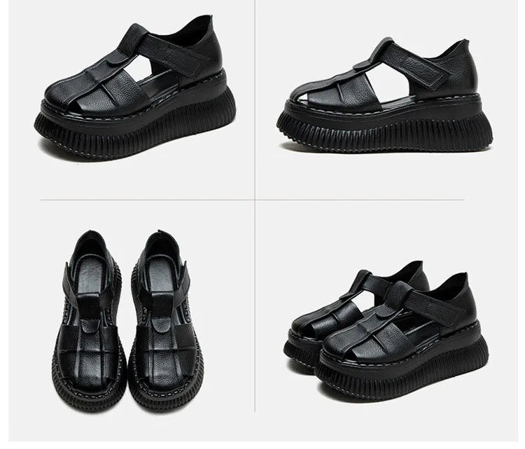 Sandales en cuir compensées "La Confortable" - Restaur Cuirs