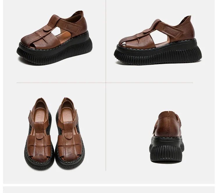 Sandales en cuir compensées "La Confortable" - Restaur Cuirs