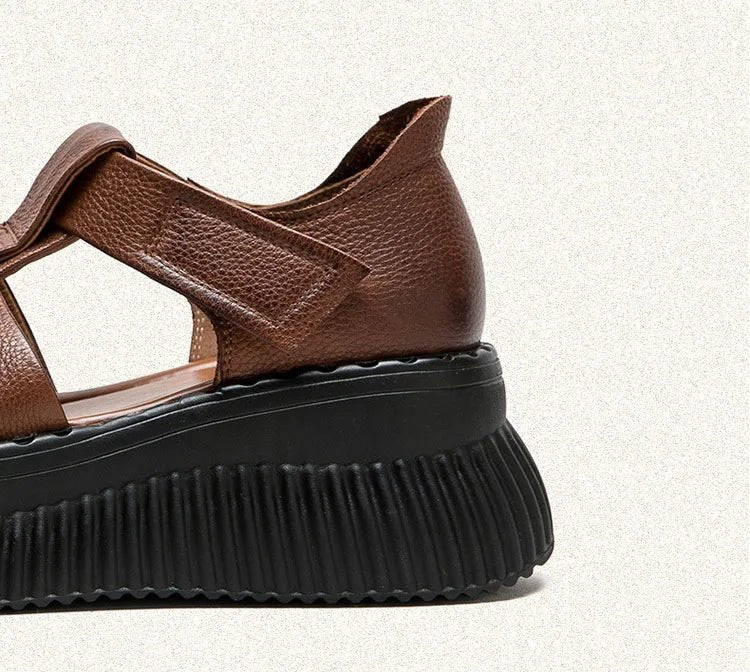 Sandales en cuir compensées "La Confortable" - Restaur Cuirs