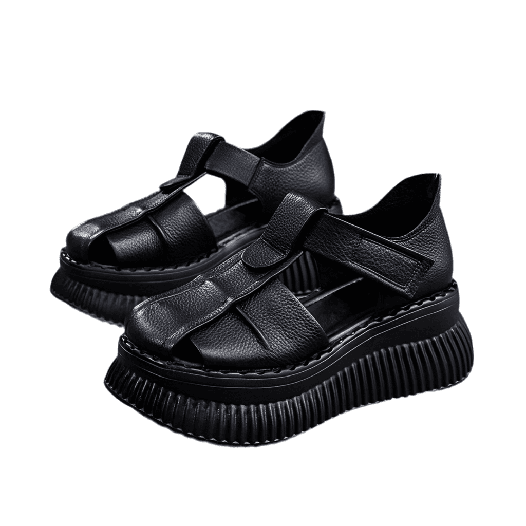 Sandales en cuir compensées "La Confortable"