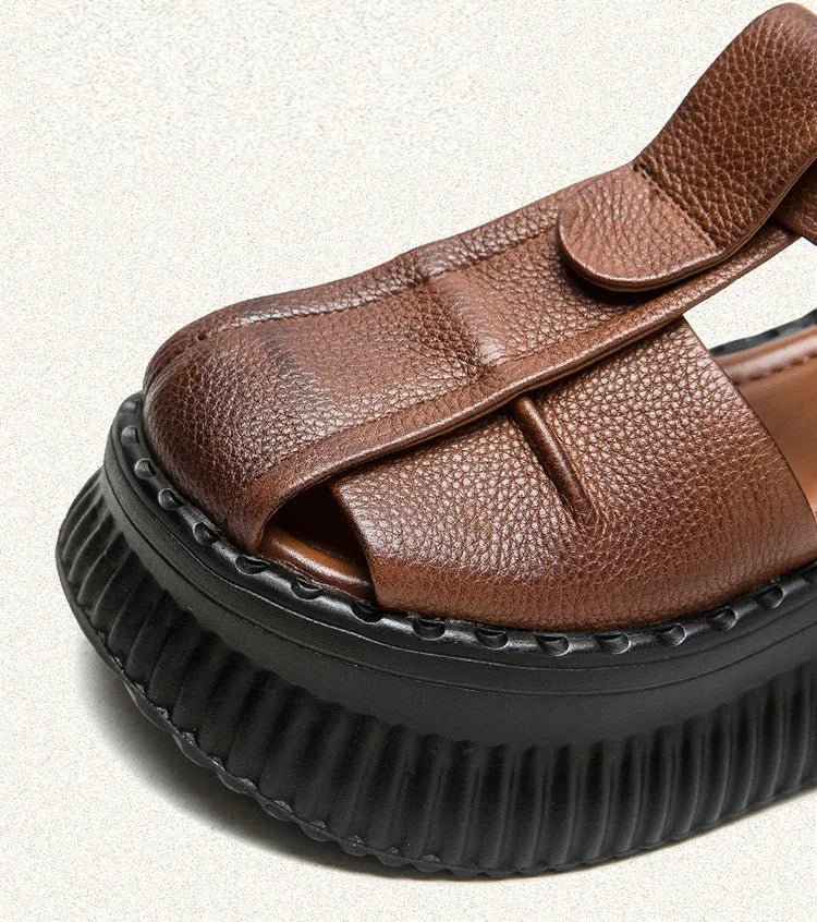 Sandales en cuir compensées "La Confortable" - Restaur Cuirs