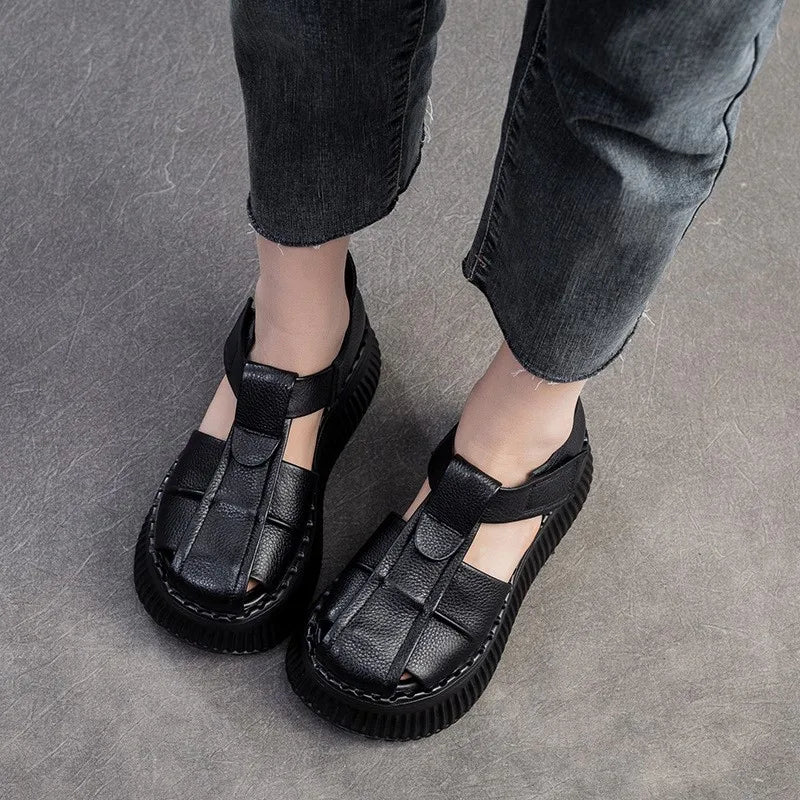 Sandales en cuir compensées "La Confortable" - Restaur Cuirs