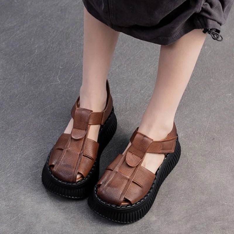 Sandales en cuir compensées "La Confortable" - Restaur Cuirs