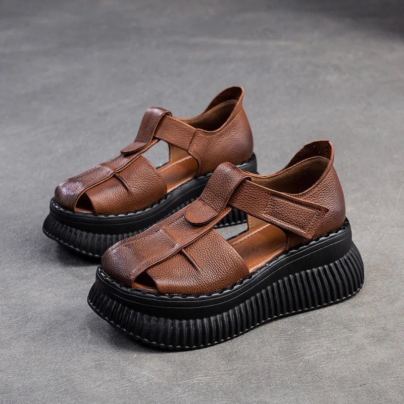 Sandales en cuir compensées "La Confortable" - Restaur Cuirs