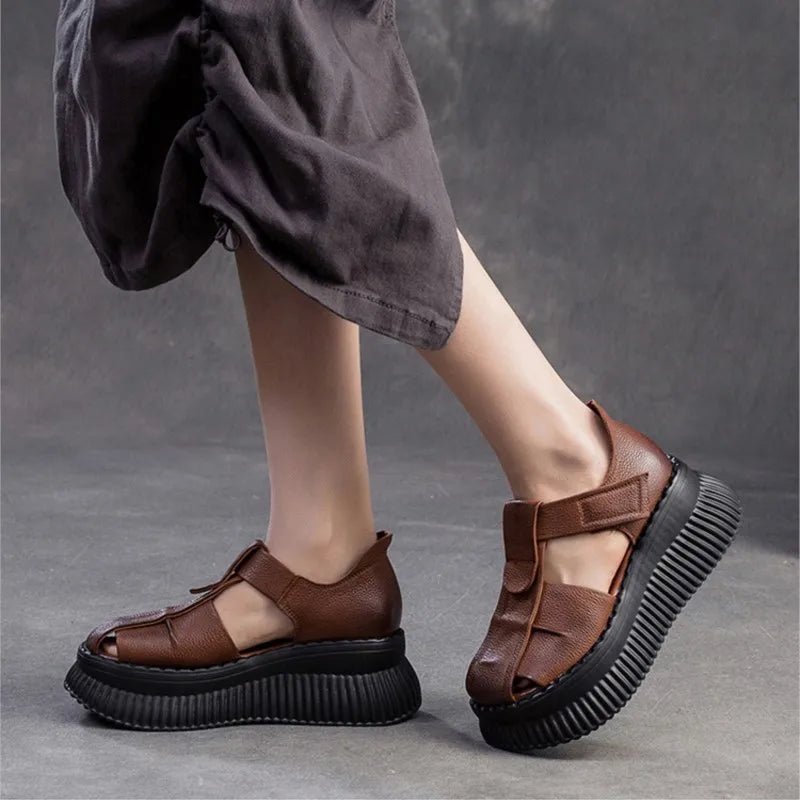 Sandales en cuir compensées "La Confortable" - Restaur Cuirs