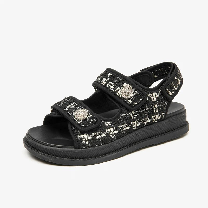 Sandales Femme à plateforme à motif plaid "La Flamboyante" - Restaur Cuirs