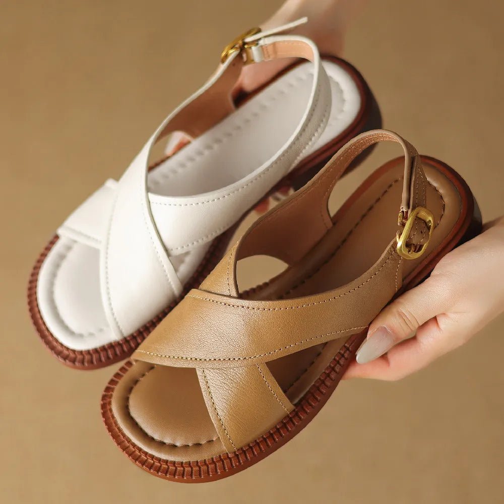 Sandales Femme en Cuir Croisé "La Élisa" - Restaur Cuirs