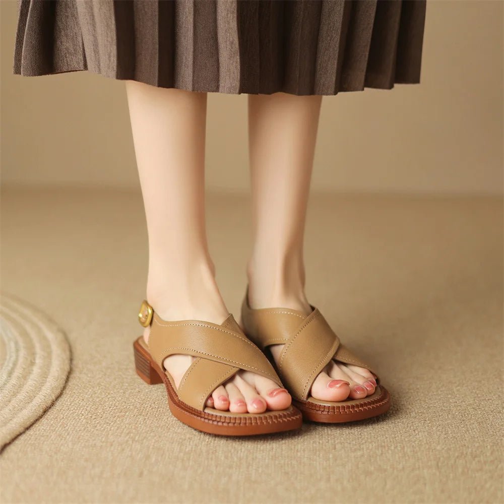 Sandales Femme en Cuir Croisé "La Élisa" - Restaur Cuirs
