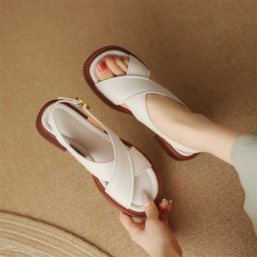 Sandales Femme en Cuir Croisé "La Élisa" - Restaur Cuirs