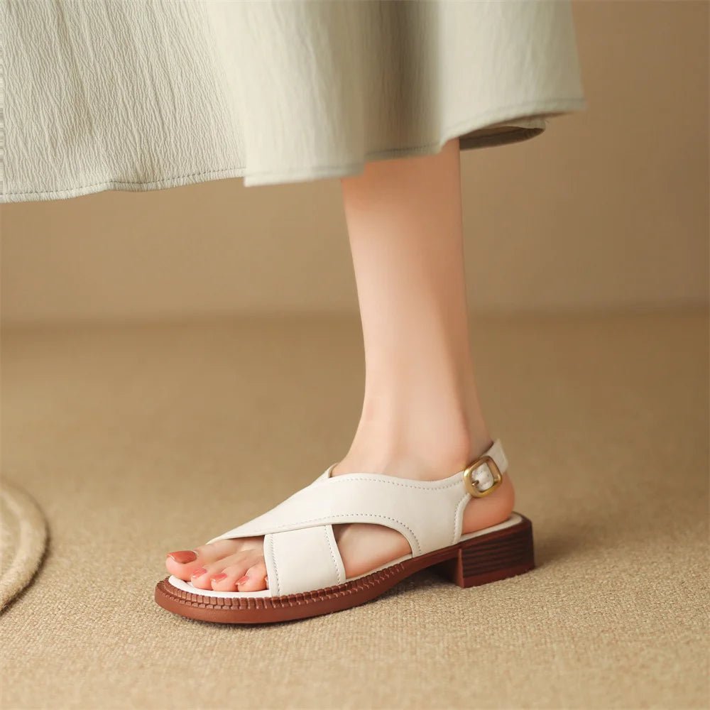 Sandales Femme en Cuir Croisé "La Élisa" - Restaur Cuirs