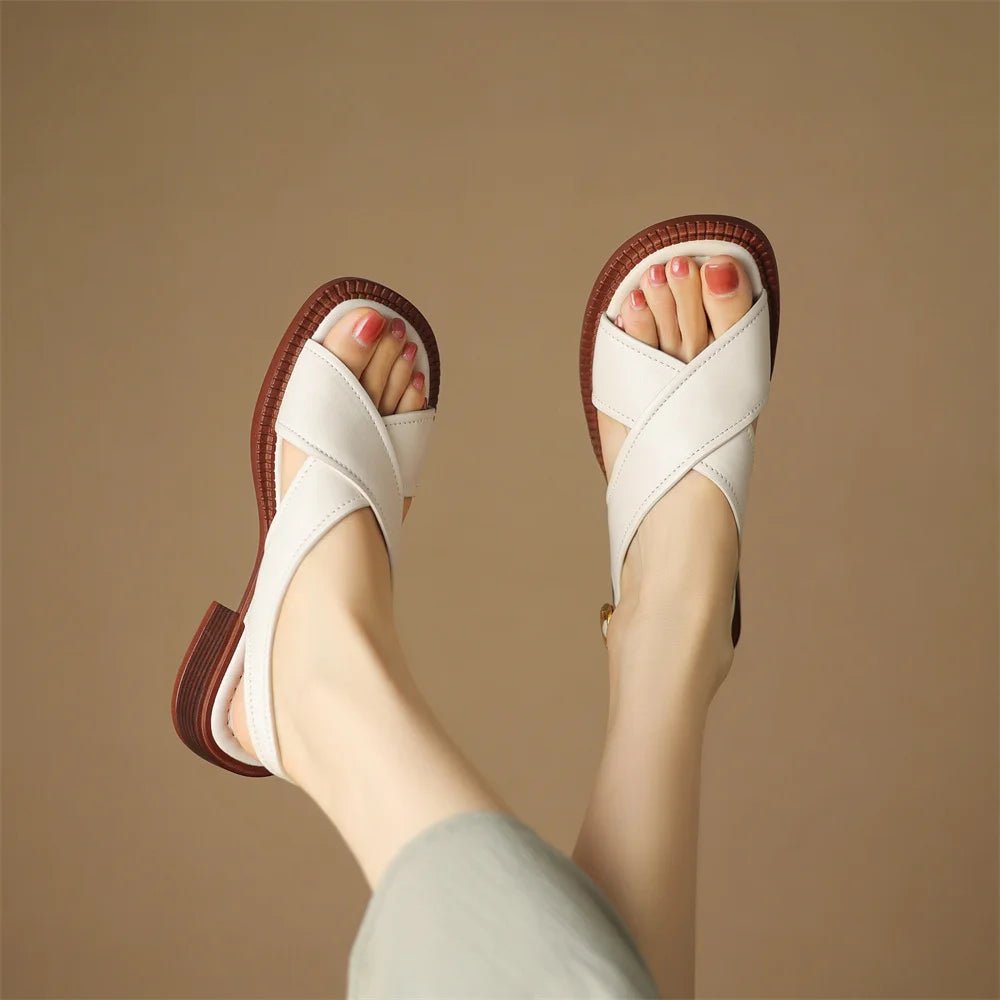 Sandales Femme en Cuir Croisé "La Élisa" - Restaur Cuirs