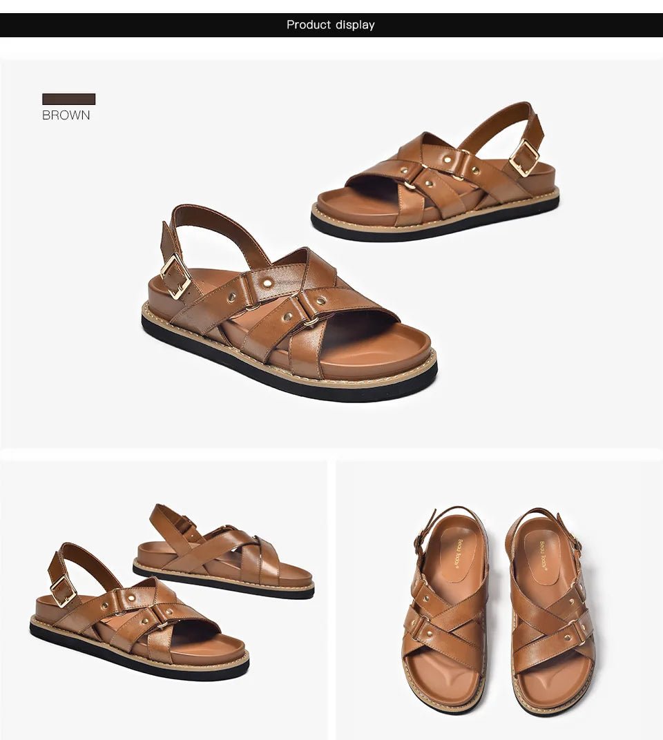 Sandales Femme en Cuir Élégantes 'La Promenade' - Restaur Cuirs