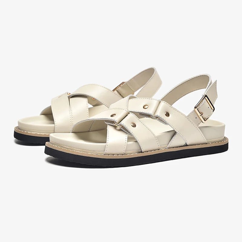 Sandales Femme en Cuir Élégantes 'La Promenade' - Restaur Cuirs