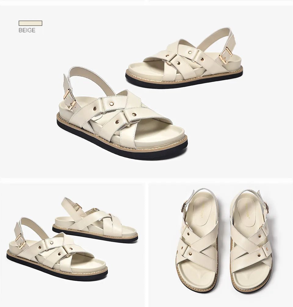 Sandales Femme en Cuir Élégantes 'La Promenade' - Restaur Cuirs