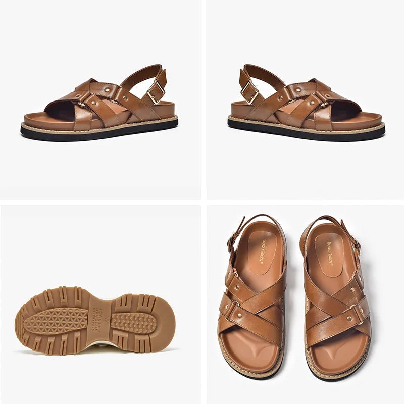 Sandales Femme en Cuir Élégantes 'La Promenade' - Restaur Cuirs