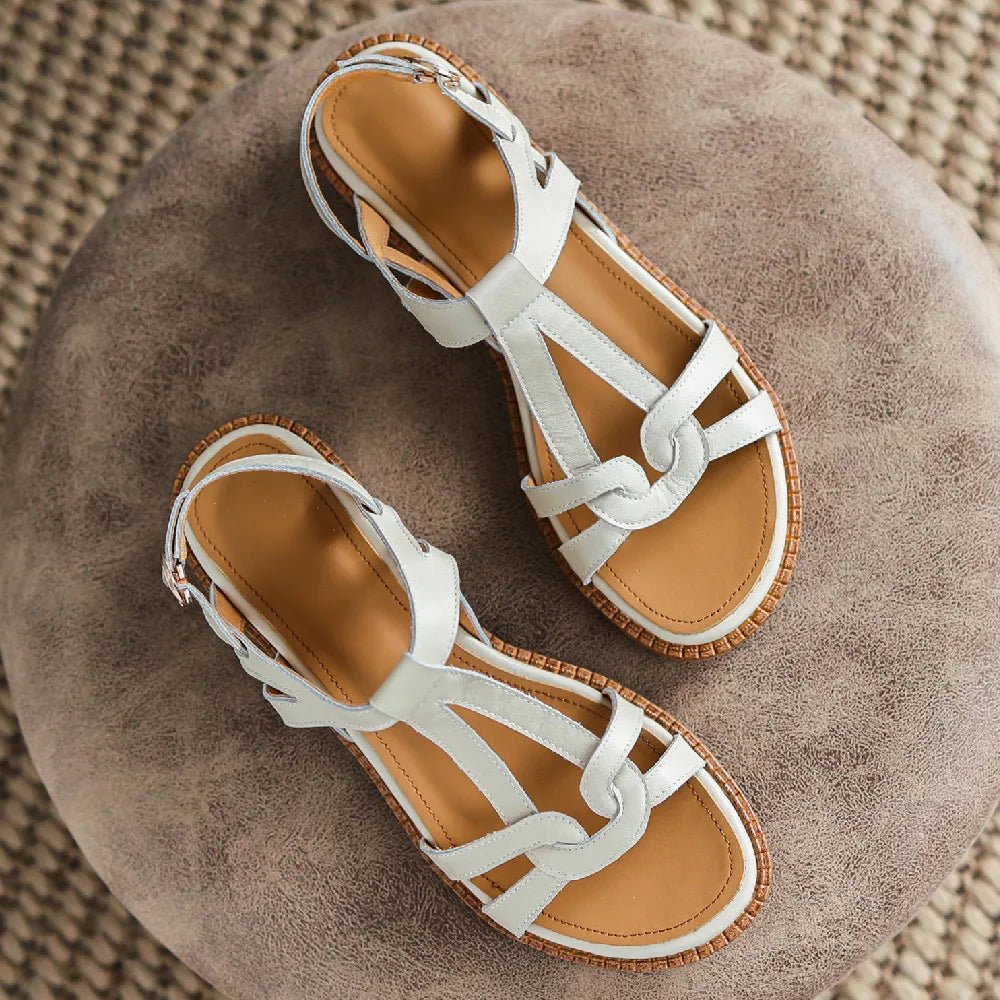 Sandales Femme en cuir tressé "La Douceur Estivale" - Restaur Cuirs