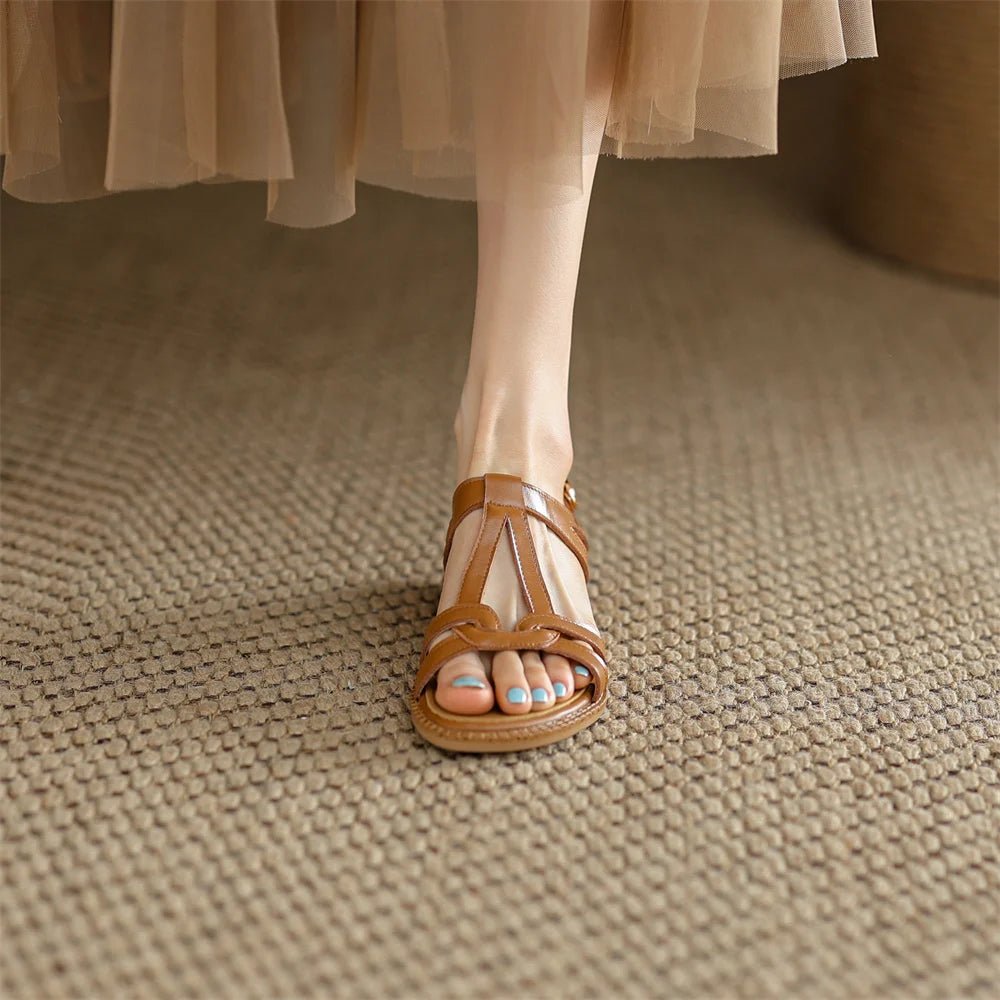 Sandales Femme en cuir tressé "La Douceur Estivale" - Restaur Cuirs