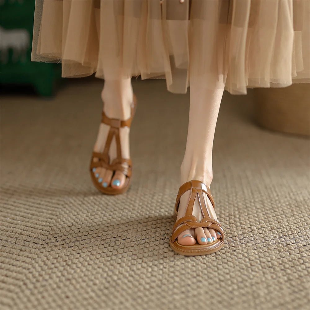 Sandales Femme en cuir tressé "La Douceur Estivale" - Restaur Cuirs