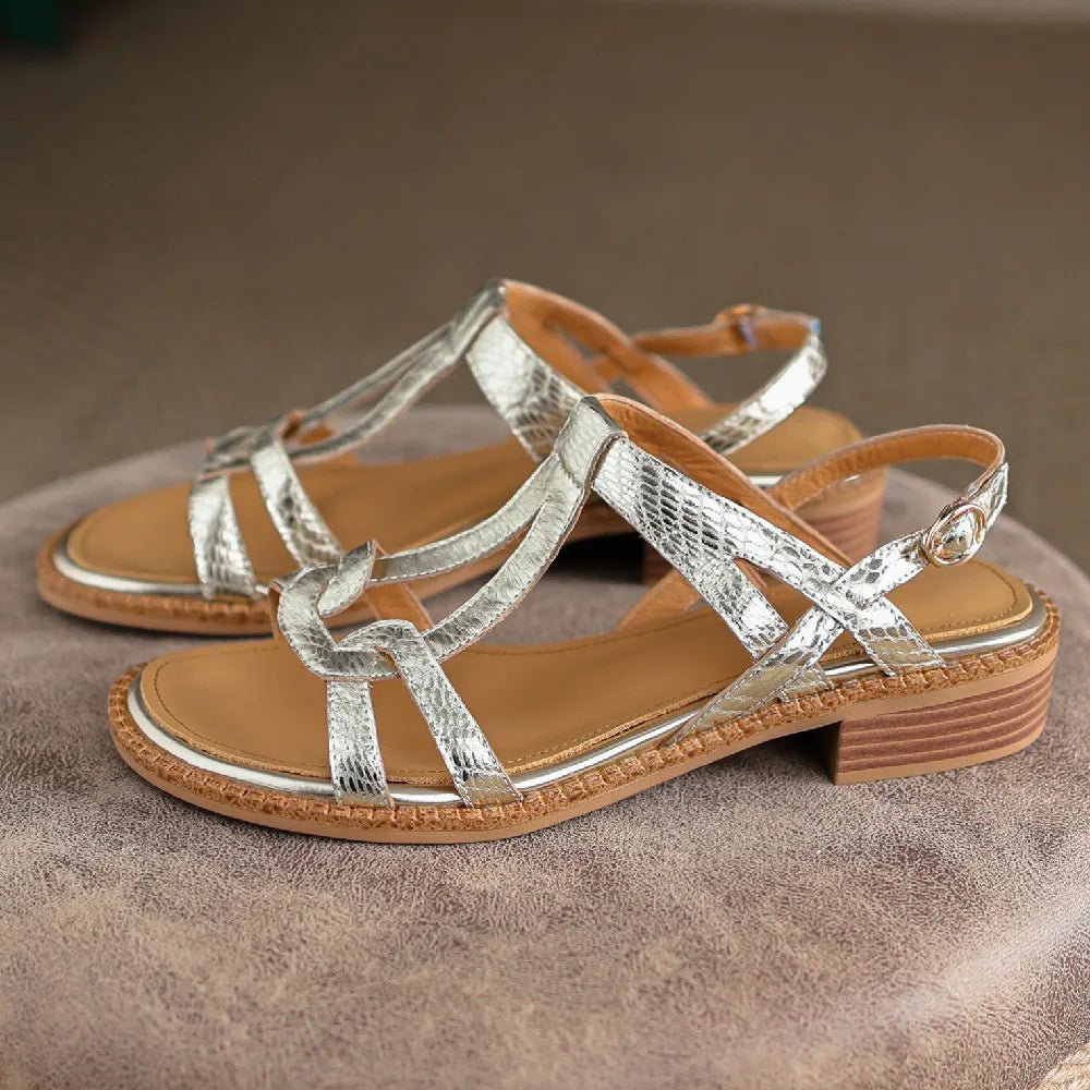 Sandales Femme en cuir tressé "La Douceur Estivale" - Restaur Cuirs